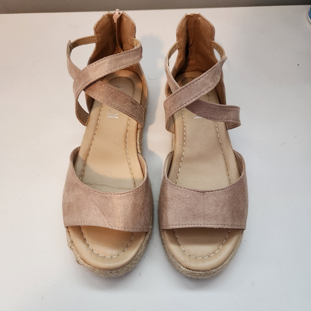 Blush suede espadrille sandals 8